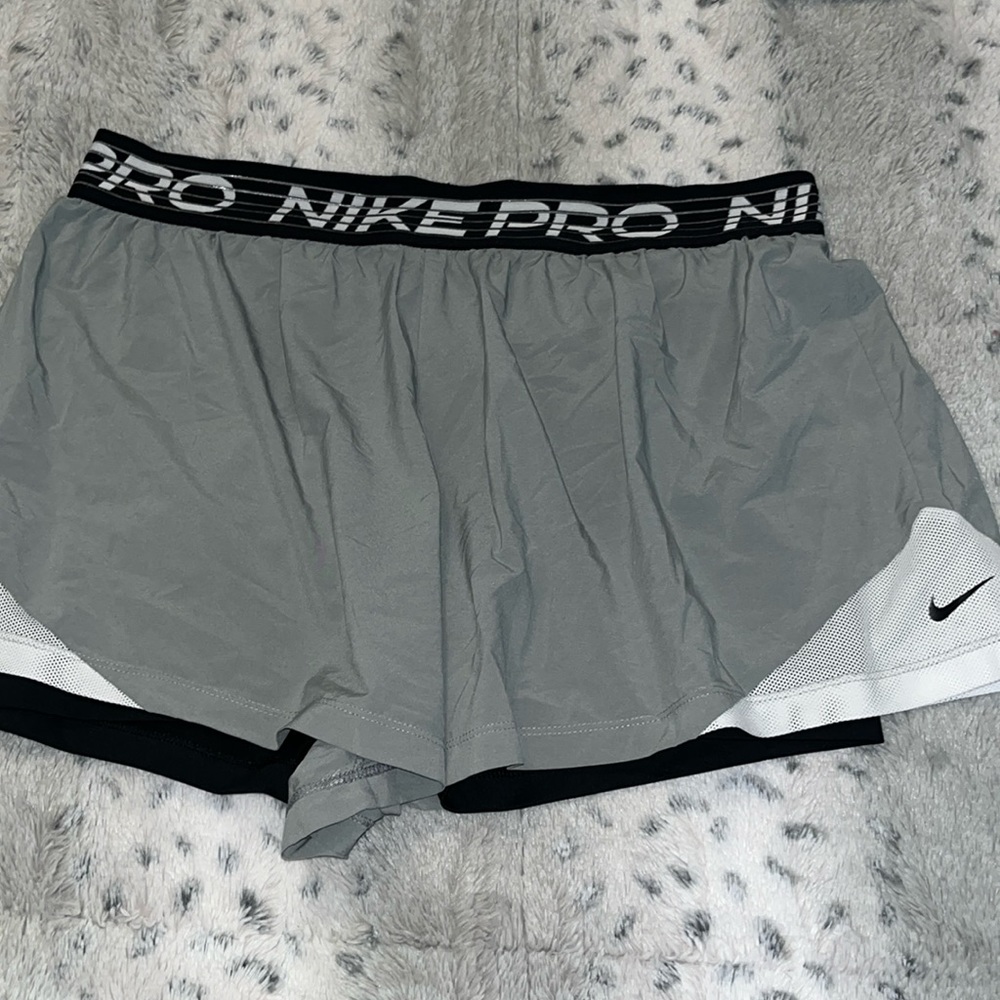 Nike Pro Gray and Black Athletic Shorts